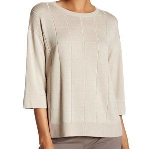 Lafayette 148 NY *GREY* Grid Stitch Sweater
